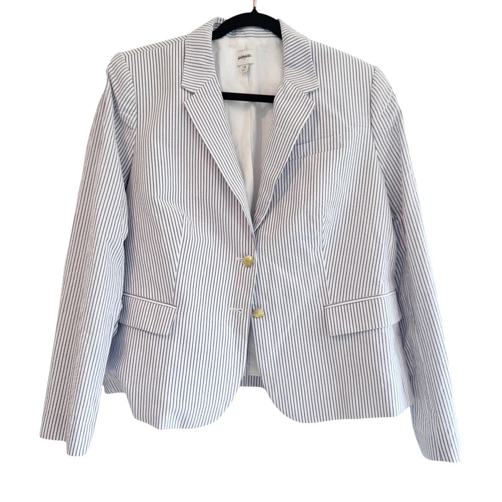 J. Crew Women's Seersucker Schoolboy Blazer Jacket Long Sleeve Size 18 NWOT - Picture 4 of 10